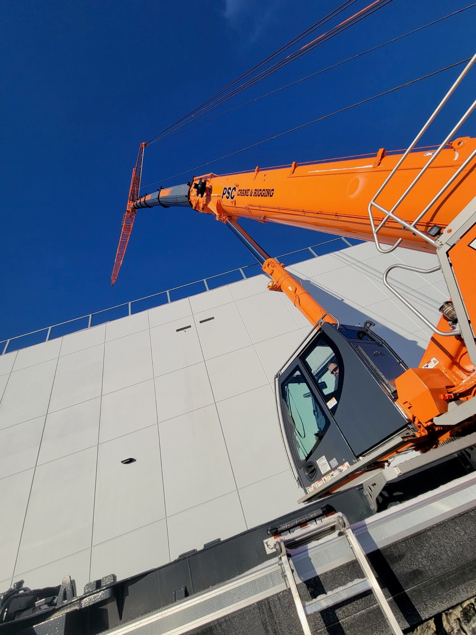 Close up ascending shot of crane